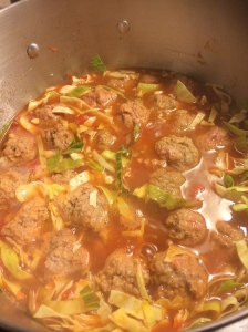 cabbage and meatballs cooked